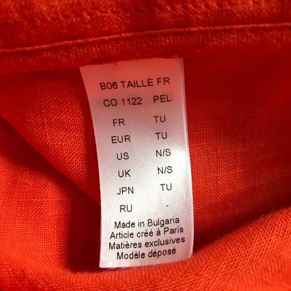 ERES Linen Bibi Kaftan Maxi Dress Womens OS Orange Short Sleeve V-Neck Cover Up - Picture 7 of 12